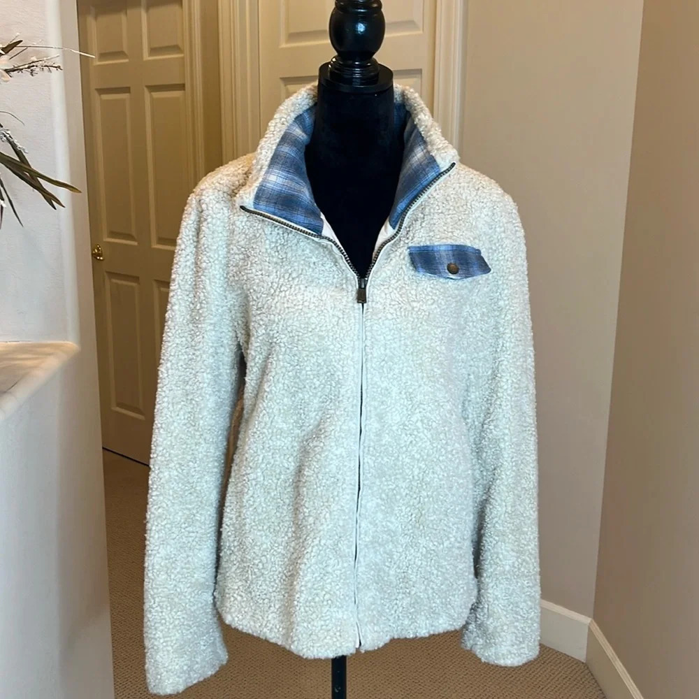 Pendleton Cream Fuzzy Sherpa Teddy Full Zip Jacket Size L